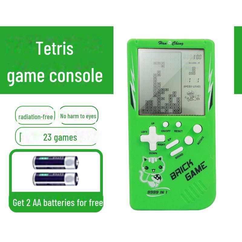 ( TRADE 1) Retro Tetris Handheld Game Player GREEN OPTION 1