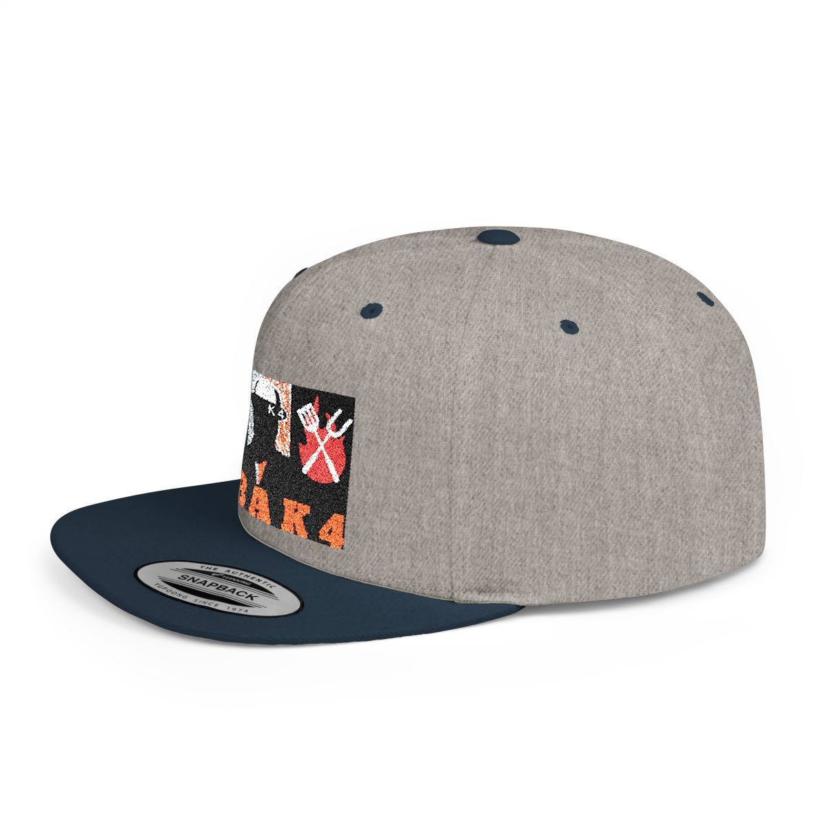 ( TRADE  7 ) NBAK4 activewear -  LARGE LOGO SNAP BACK ADJUSTABLE CAP w/ heather grey &amp; navy OPTION 8