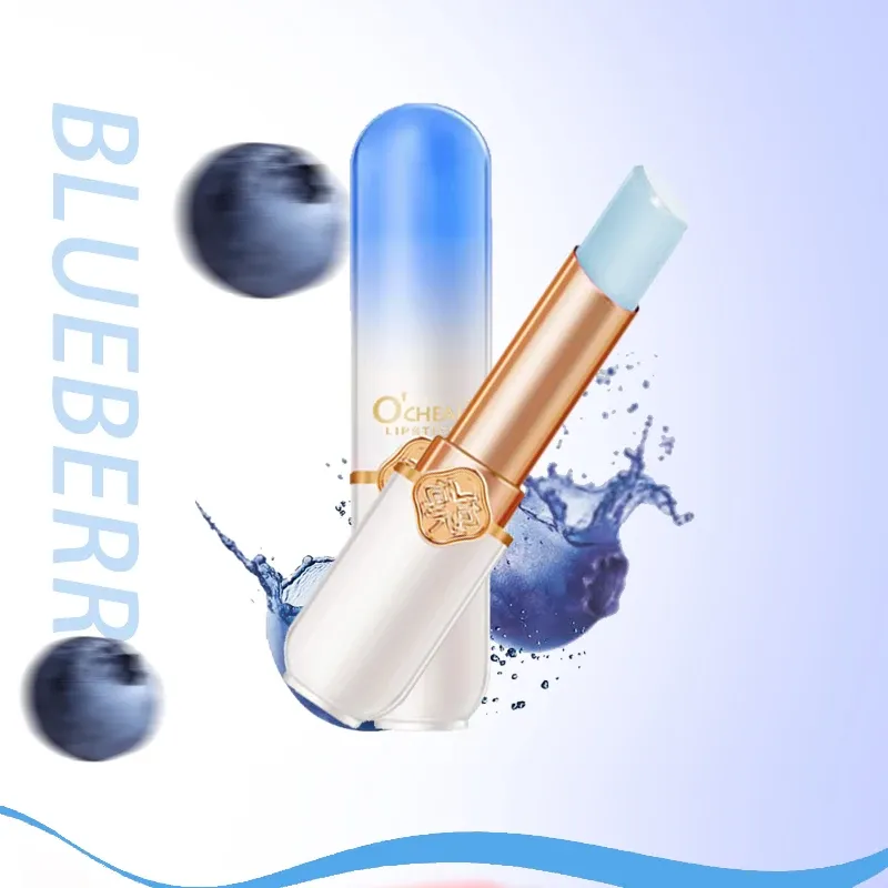 O&#39;CHEAL Color Fruit Lipstick Peach Temperature Changing Lip balm, Color: blueberry