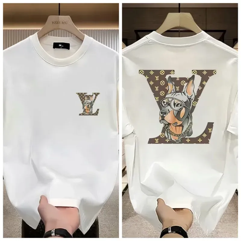 Men&#39;s 2025 New Hot American Heavy Cotton Short-sleeved T-shirt Ins, Size: L, Color: white