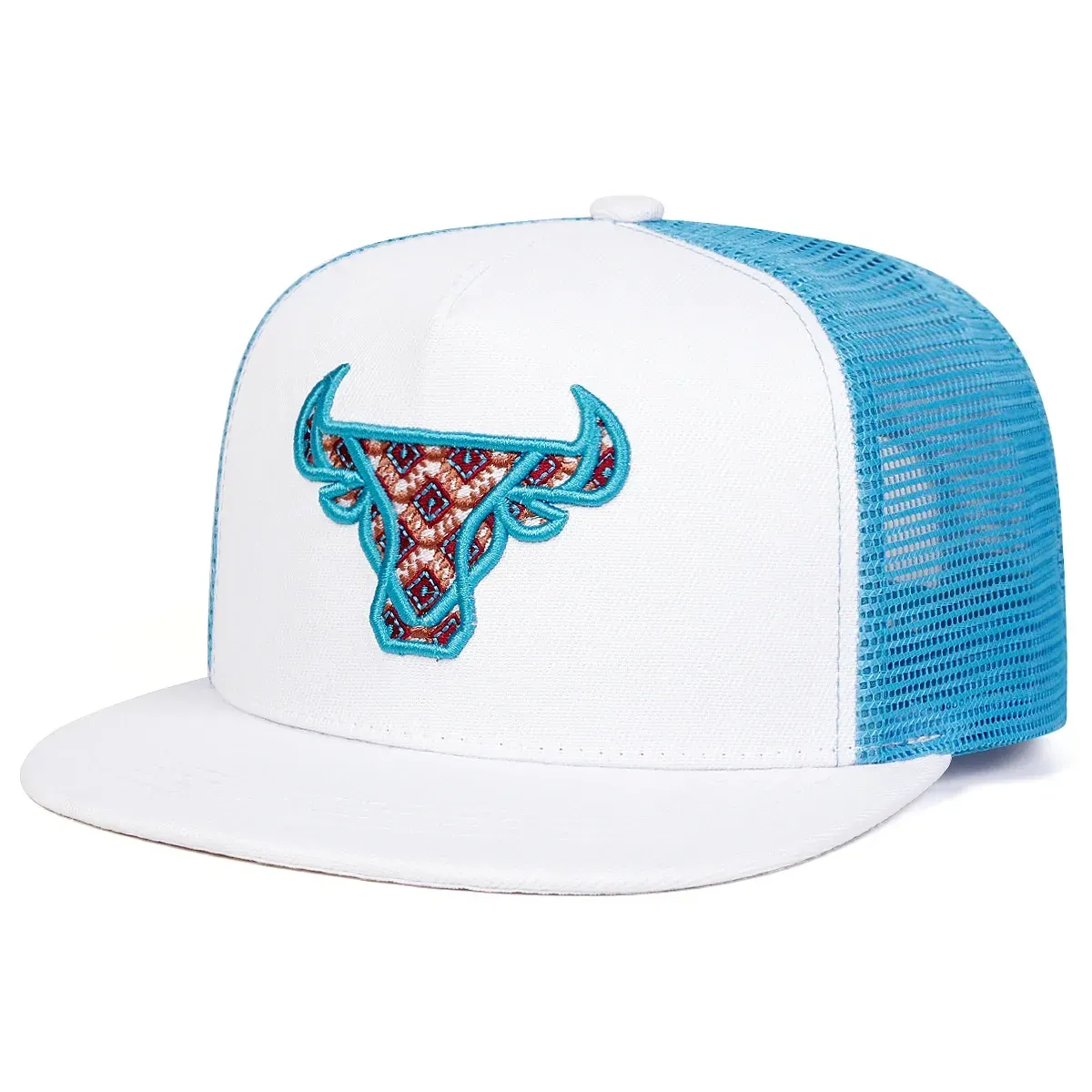 ( TRADE 8 ) OX HEAD activewear - LOGO SNAP BACK ADJUSTABLE w/ white &amp; light blue colors OPTION 3