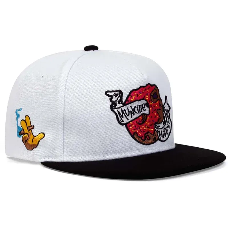 ( TRADE 10 ) MUNCHIE DOUGHNUT activewear - LOGO SNAP BACK ADJUSTABLE w/ white doughnut colors OPTION 3