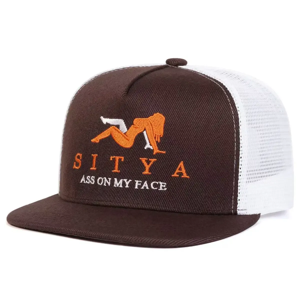 ( TRADE 19) SITYA ANGEL activewear - LOGO SNAP BACK ADJUSTABLE w/ brown white &amp; orange colors OPTION 1
