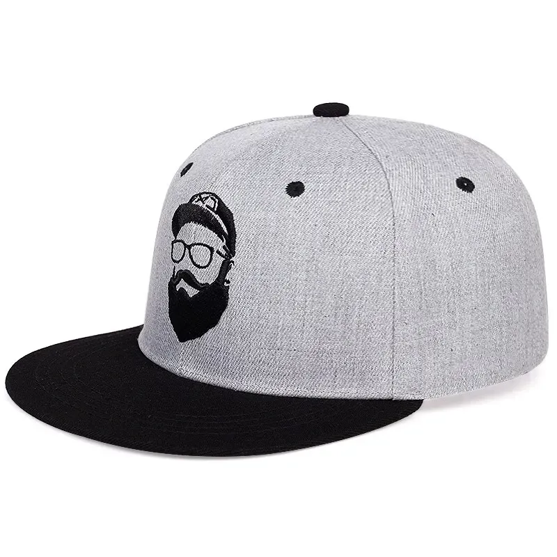( TRADE 21) BEARD MAN activewear - LOGO SNAP BACK ADJUSTABLE w/ grey &amp; black hat top colors OPTION 1