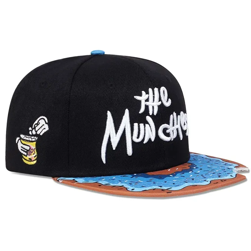 ( TRADE 30) WATERMELON MUNCHIES activewear - LOGO SNAP BACK ADJUSTABLE w/ black white &amp; blue doughnut colors OPTION 1