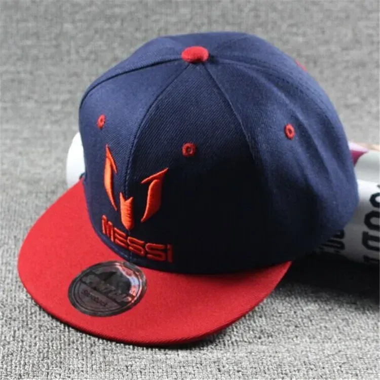 ( TRADE 36) THE C R7 activewear - LOGO SNAP BACK ADJUSTABLE w/ navy blue blue top &amp; red brim Messi colors OPTION 2