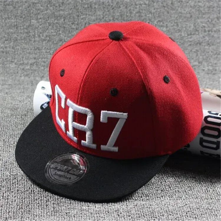 ( TRADE 36) THE C R7 activewear - LOGO SNAP BACK ADJUSTABLE w/ red top black brim &amp; white CR7 colors OPTION 7