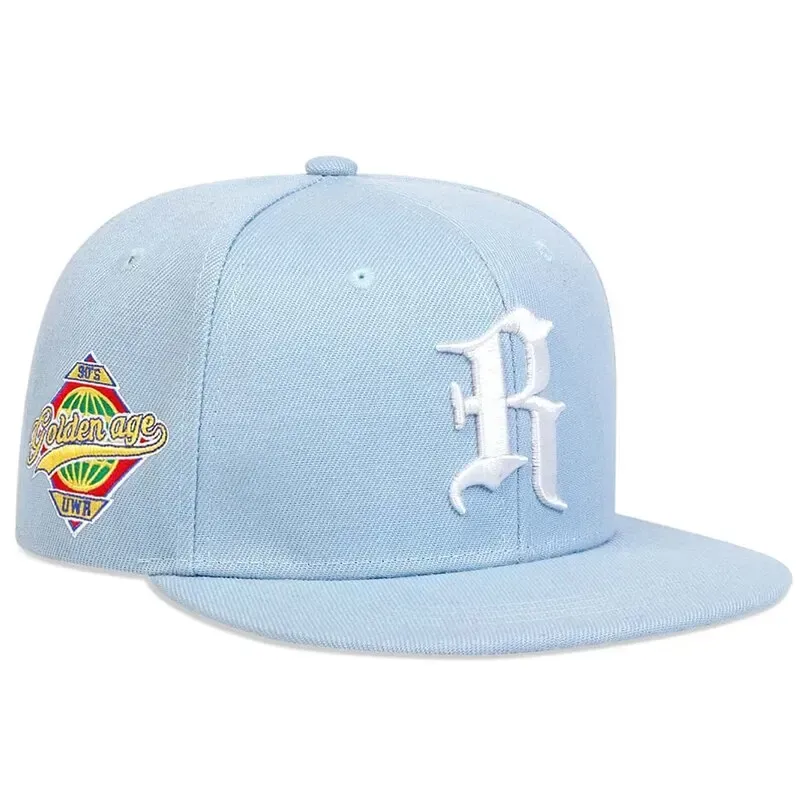 ( TRADE 42) R WORD GOTHIC activewear - LOGO SNAP BACK ADJUSTABLE w/ light blue &amp; white colors OPTION 5