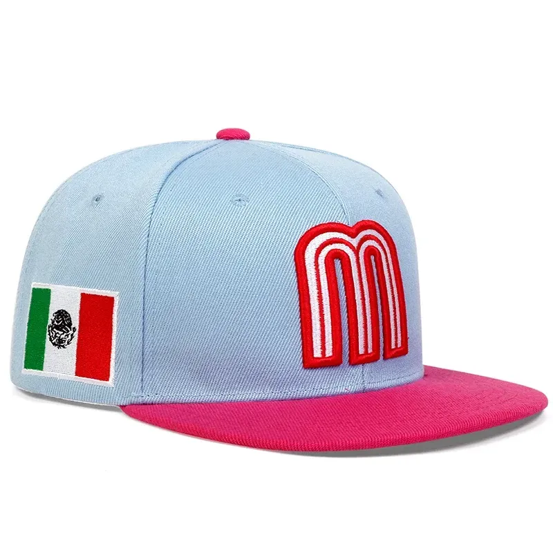 ( TRADE 45) TRIPLE M N END activewear - LOGO SNAP BACK ADJUSTABLE w/ sky blue &amp; red colors OPTION 1
