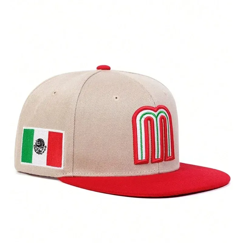 ( TRADE 45) TRIPLE M N END activewear - LOGO SNAP BACK ADJUSTABLE w/ beige &amp; red brim colors OPTION 4