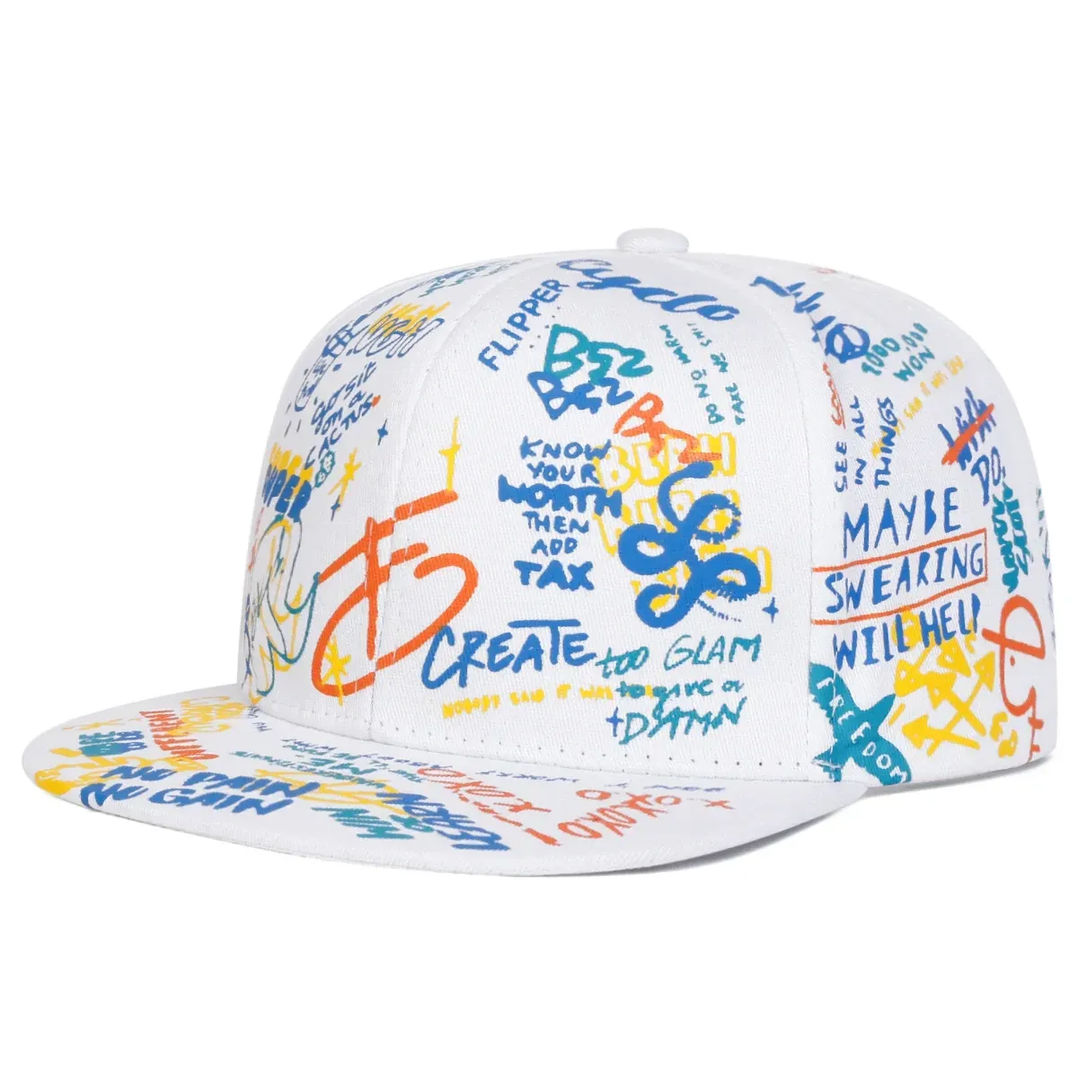 ( TRADE 52) GRAFFITI GANG activewear - LOGO SNAP BACK ADJUSTABLE w/ white yellow orange &amp; blue OPTION 3
