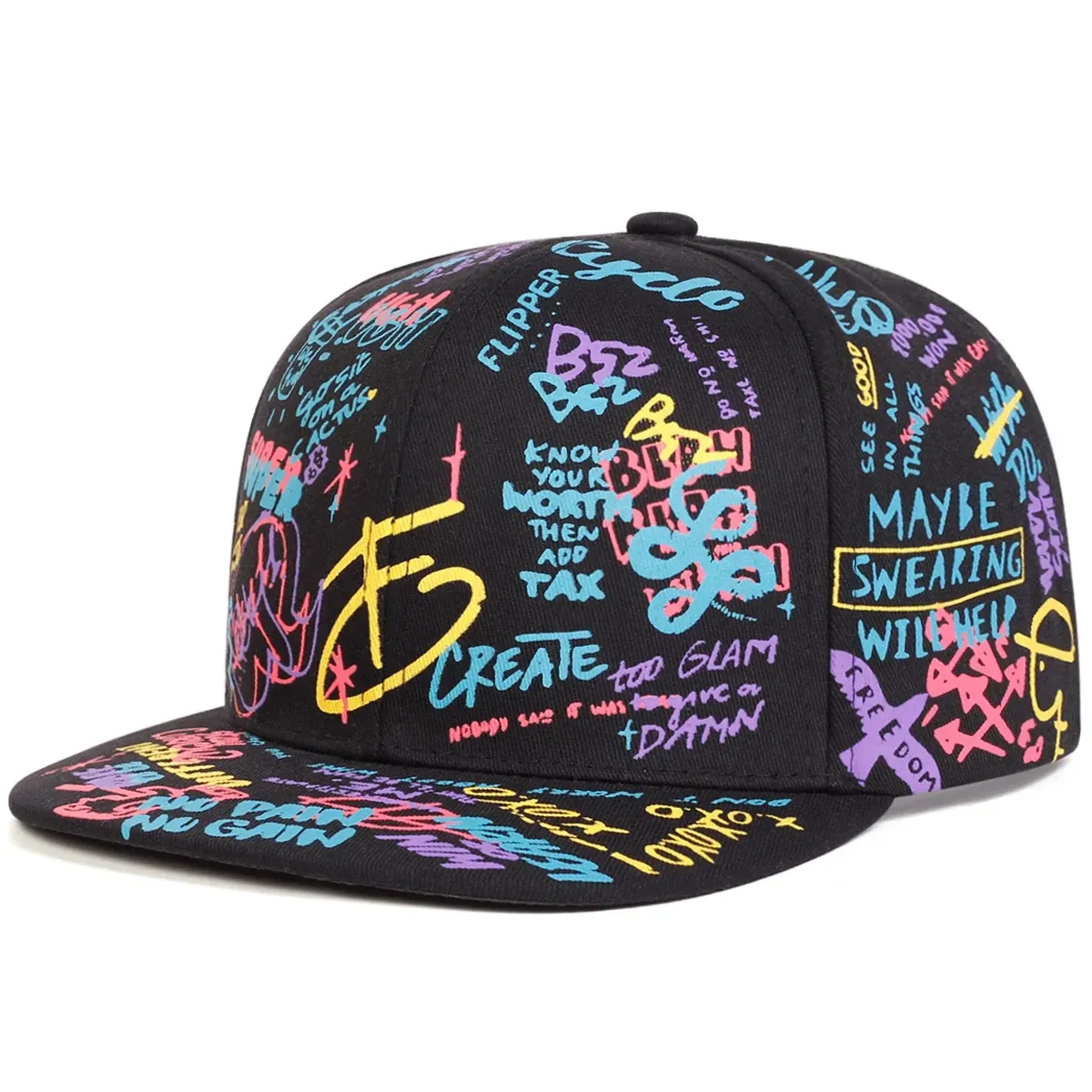 ( TRADE 52) GRAFFITI GANG activewear - LOGO SNAP BACK ADJUSTABLE w/ white yellow orange &amp; blue OPTION 4
