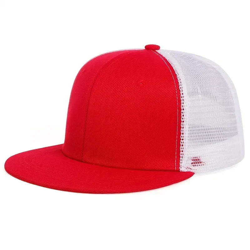 ( TRADE 53) ONLY BLANK CAPS activewear - LOGO SNAP BACK ADJUSTABLE w/ red and white mesh OPTION 7