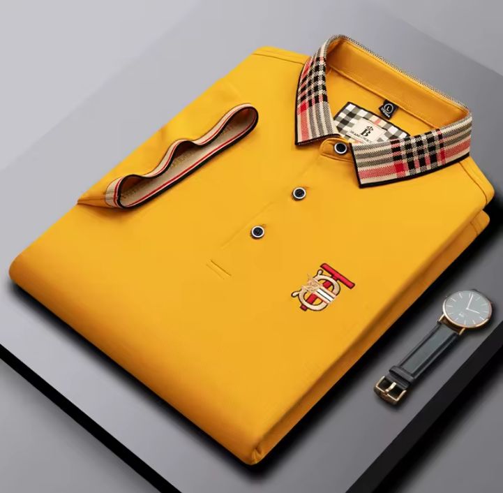 RED PLAID COLLAR YELLOW POLO