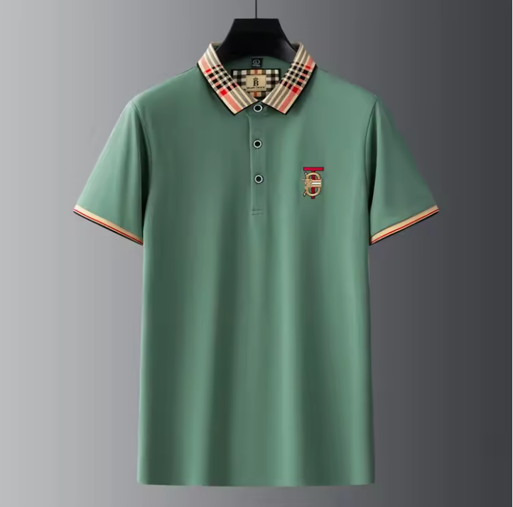 ( TRADE 1 ) RED PLAID COLLAR Polo Shirt w/ green colors OPTION 4