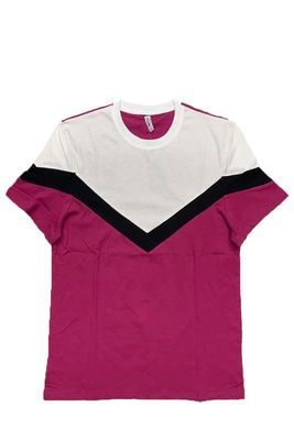 ( TRADE 3 ) THREE COLOR activewear - T-SHIRT w/ RASBERRY BLACK WHITE TEE colors OPTION 6