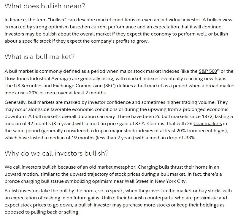 WHAT IS THE MEANING OF BULLISH ?