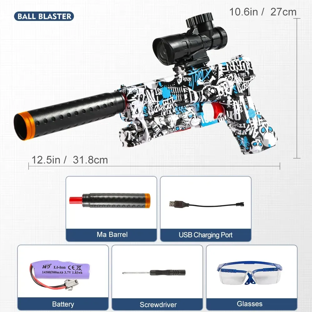 ( TRADE 5 ) ELECTRIC HIGH SPEED projectile - GEL BLASTER GUNS w/ LIGHT BLUE CAMOUFLAGE color OPTION 2