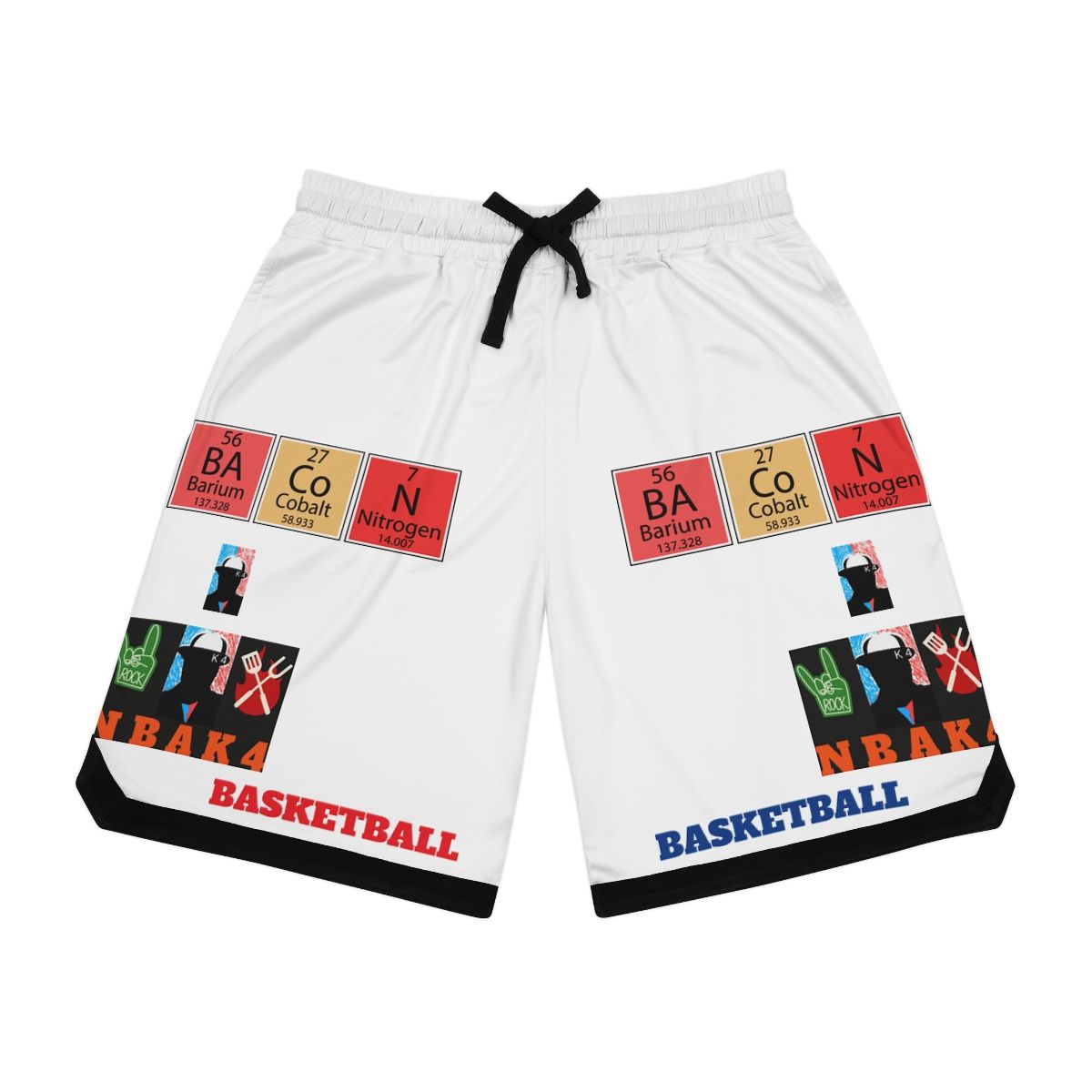 NBAK4 activewear - OUTDOOR AND INDOOR TRUNKS  w/ 1 different colors, Size: XS, Color: Black drawstring and rib