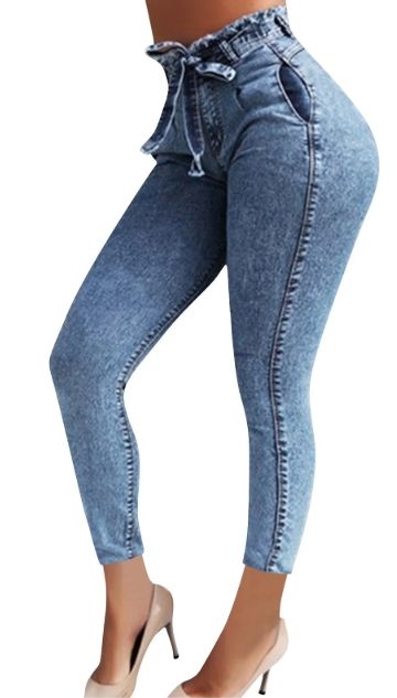 ( TRADE 3 ) BELT JEANS activewear - TASSELS w/ light blue color OPTION 3