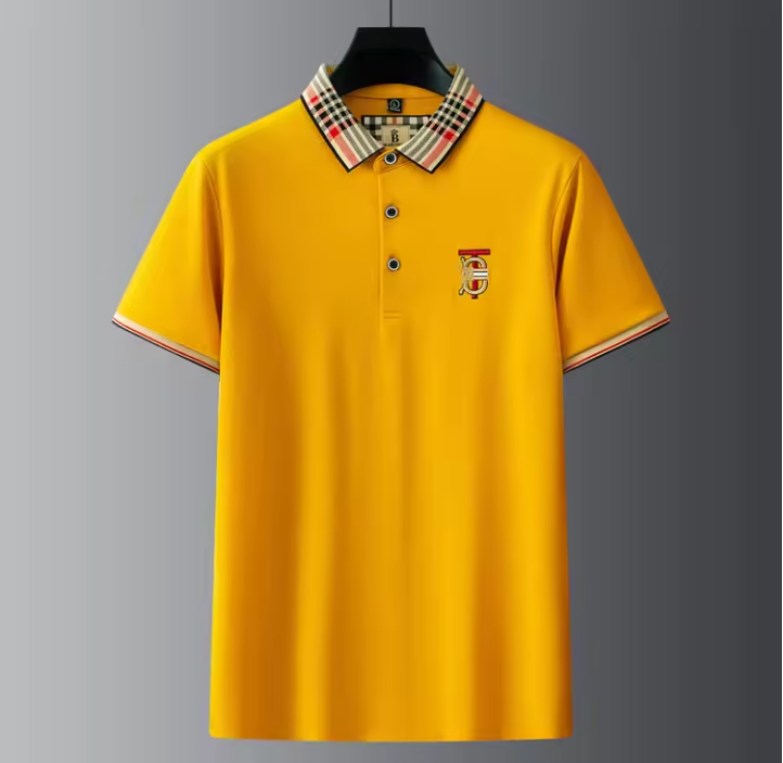 ( TRADE 1 ) RED PLAID COLLAR Polo Shirt w/ yellow colors OPTION 6