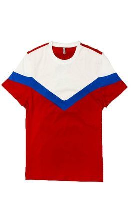( TRADE 3 ) THREE COLOR activewear - T-SHIRT w/ RED ROYAL BLUE WHITE colors OPTION 2