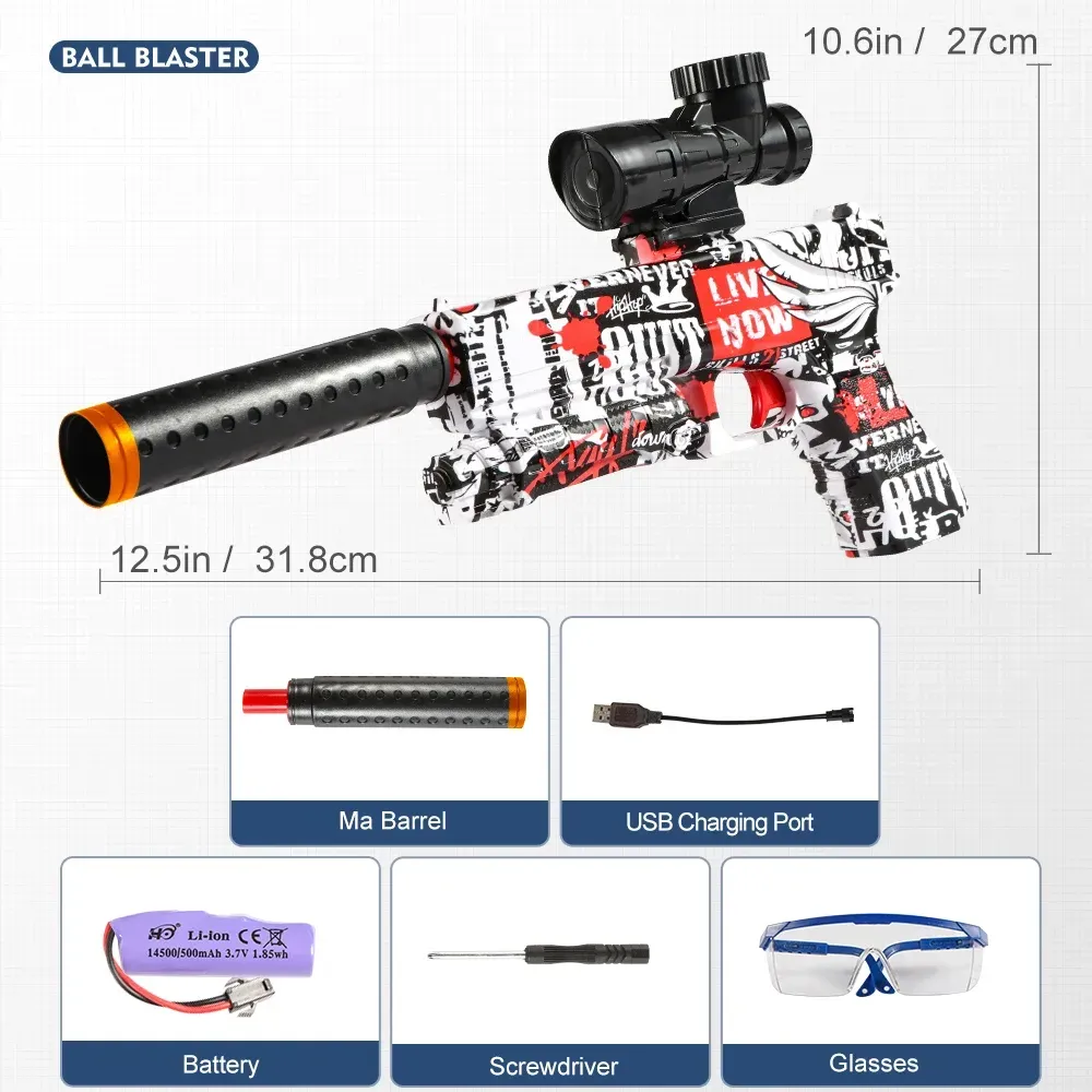 ( TRADE 5 ) ELECTRIC HIGH SPEED projectile - GEL BLASTER GUNS w/ LIGHT RED CAMOUFLAGE color OPTION 1