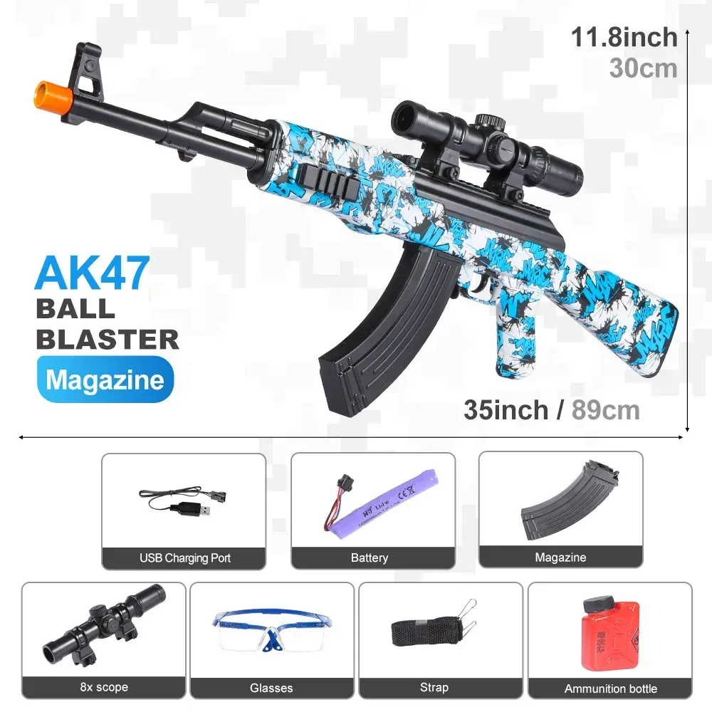 ( TRADE 5 ) ELECTRIC HIGH SPEED projectile - GEL BLASTER GUNS w/ WHITE BLUE CAMOUFLAGE color OPTION 3