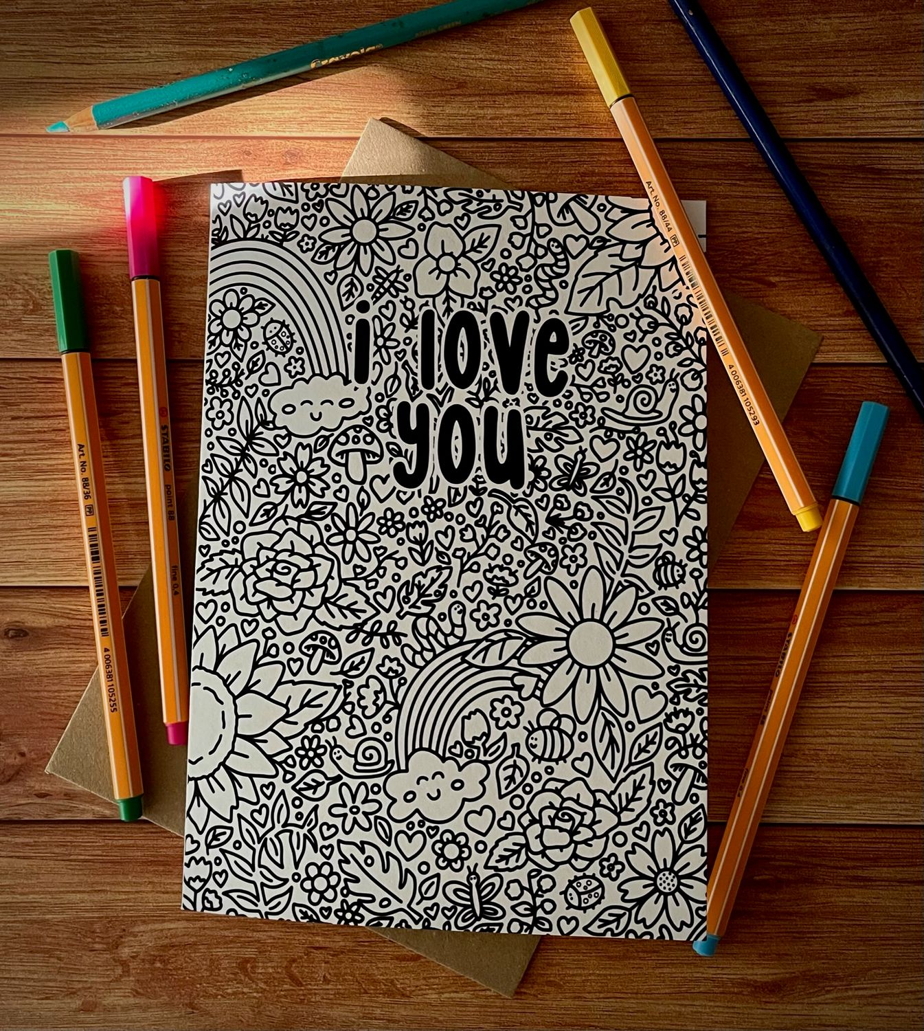 I Love You &#39;Colour Me In&#39; Card