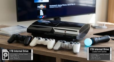 Sony PlayStation 3 Fat 1TB Custom Console Bundle (Loaded with Games)
