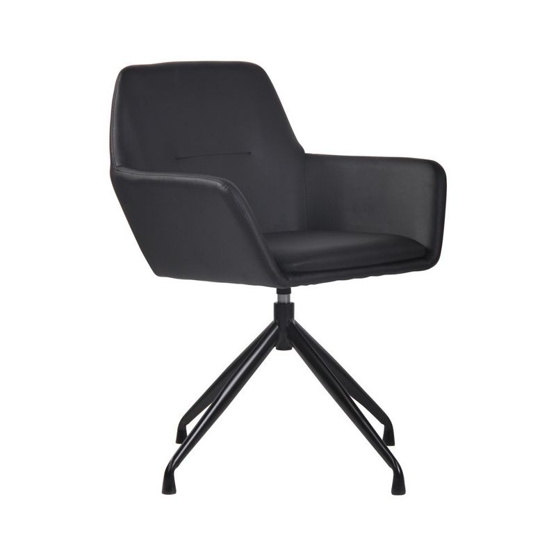 כיסא אורח סהר דמוי עור שחור