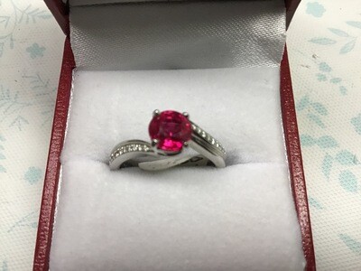 Ruby Ring With Diamonds set in 14K White Gold