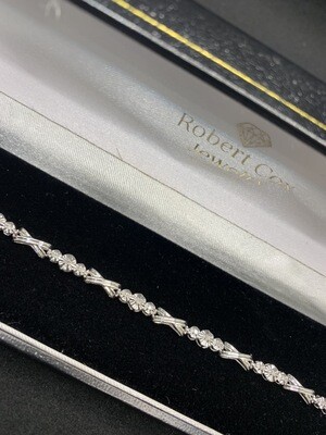 Diamond Tennis Bracelets X and O Style 10 Kt. White Gold