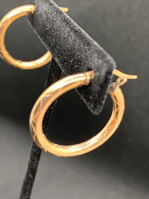 14K Rose Gold Earrings Tube Hoops with a Click Catch