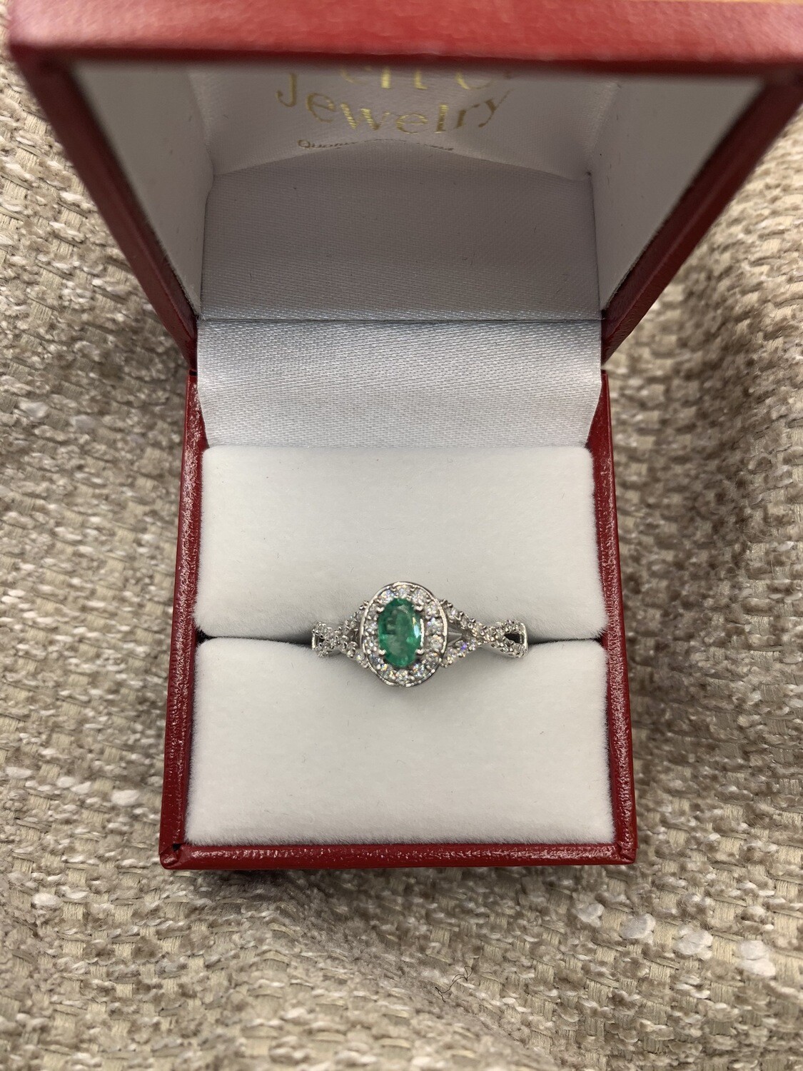 Diamond And Emerald Bypass Ring