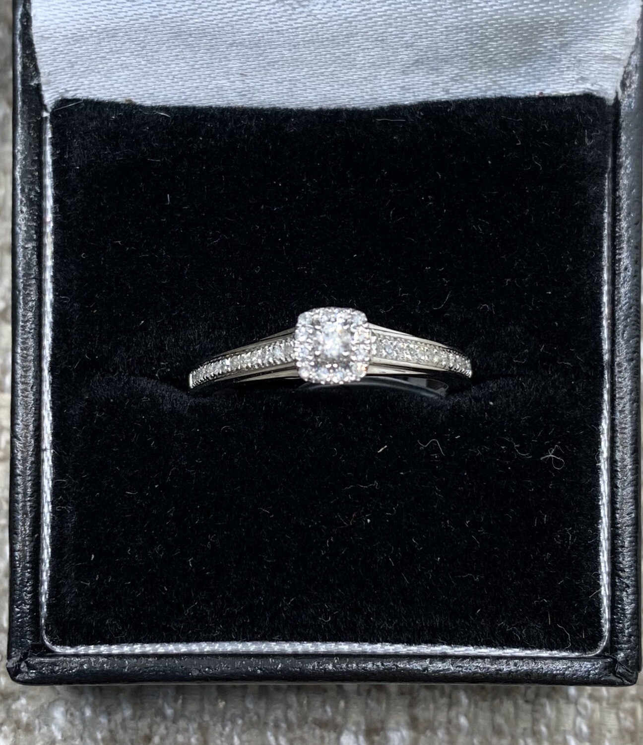 Diamond Engagement Ring 19 pts. Total Weight Halo Design set in 14Kt. White Gold