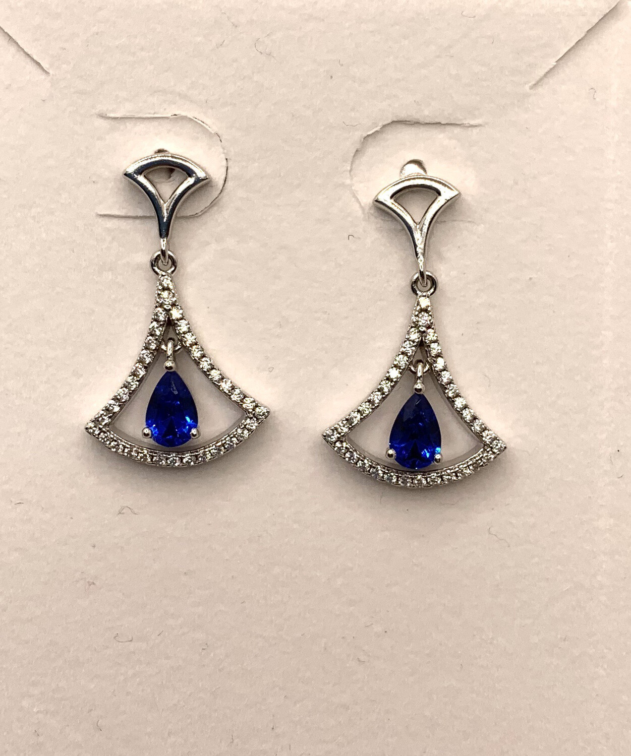 Blue Synthetic Birthstone Drop Earrings Sterling