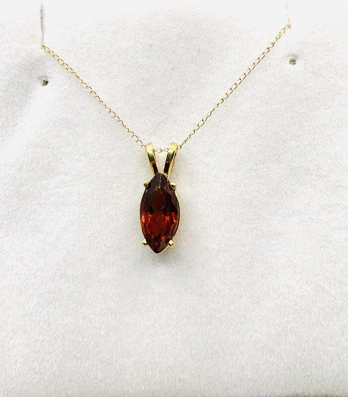 Garnet Necklace (Marquise Cut) 10 Kt. Yellow Gold
