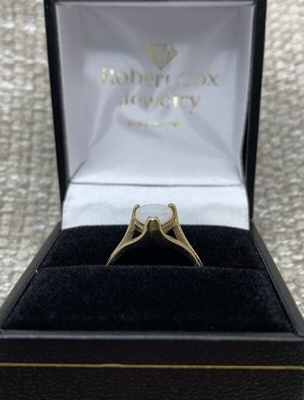 Opal Ring Pear Shaped(Genuine Opal)set in 10 KT Yellow Gold