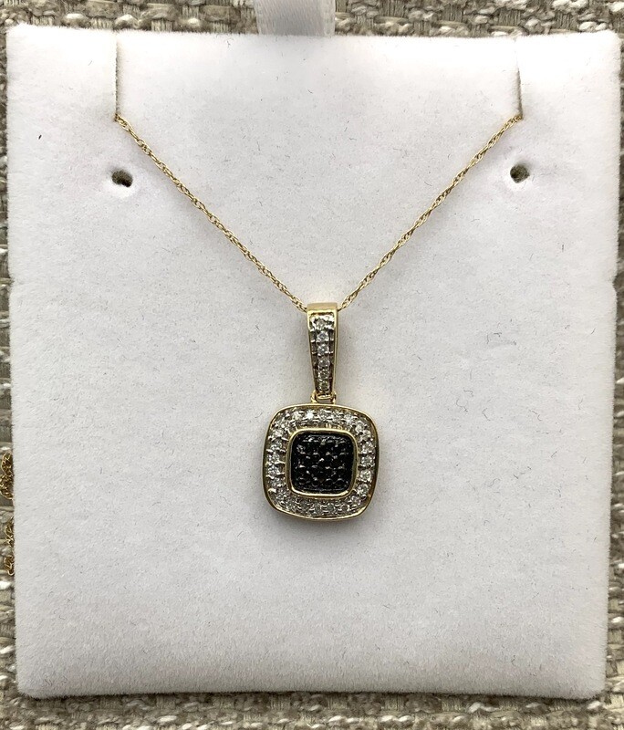 Black and White Diamond Necklace 26 Pts 14 Kt. Yellow Gold