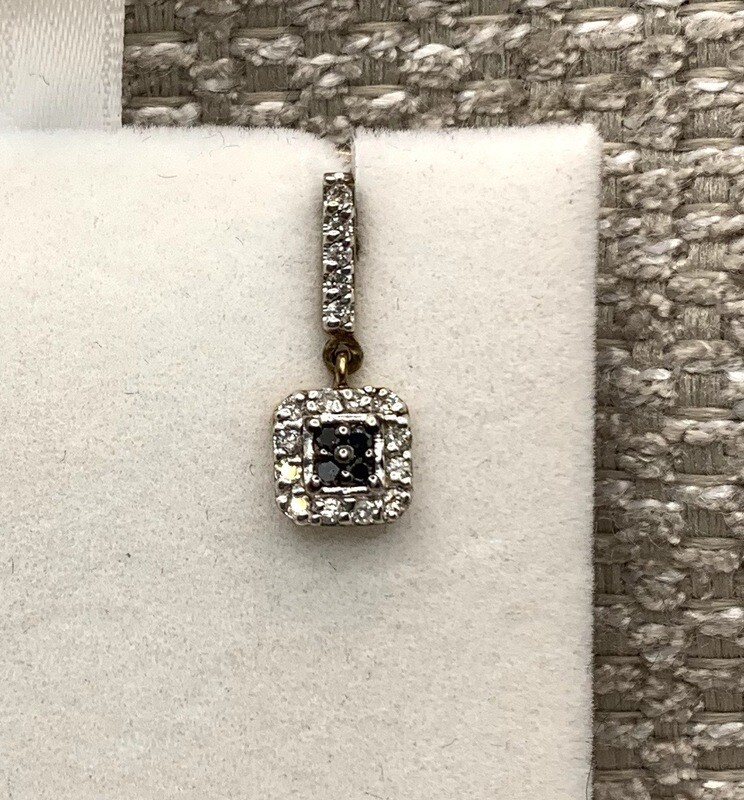 Black And White Diamond Dangle Earrings 10K White Gold Setting