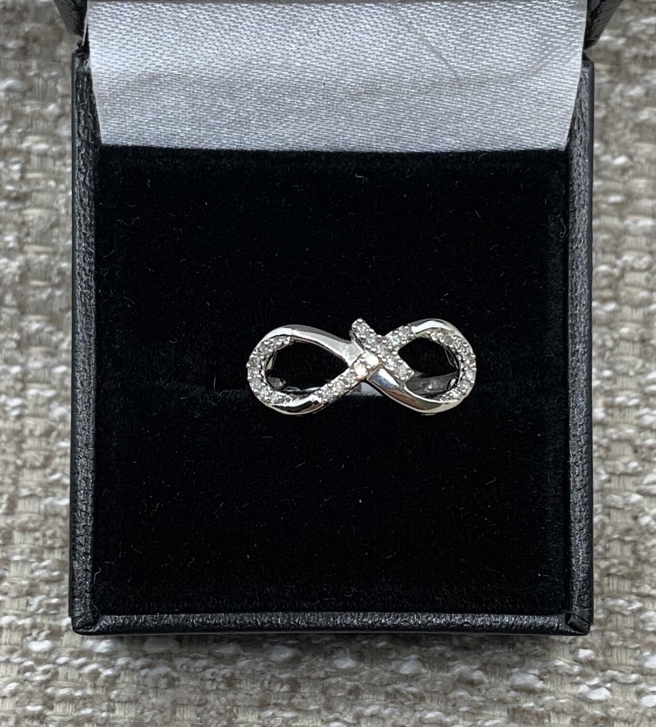 Diamond Infinity Ring set in 10 Kt. White Gold With 10 Pts of Diamonds