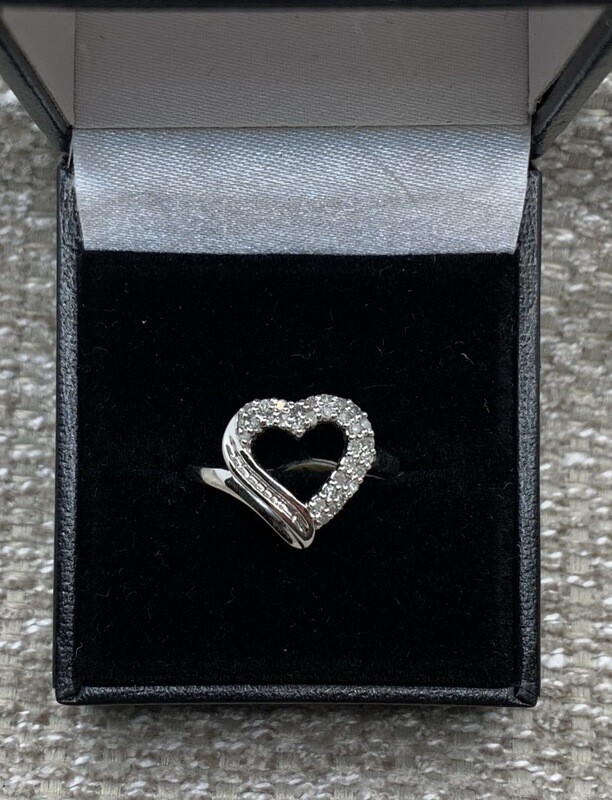 Diamond Open Heart Ring 20 pt. Total Weight set in 10 Kt. White Gold