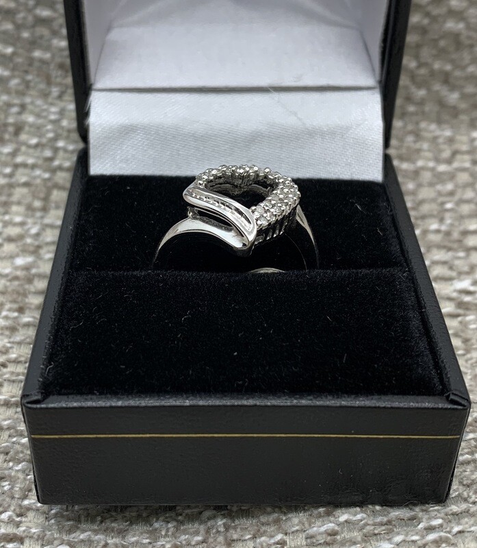 Diamond Open Heart Ring 20 pt. Total Weight set in 10 Kt. White Gold