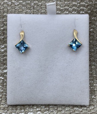 Blue Topaz Drop Earrings 4 Ct Total Weight 14 Kt. Yellow Gold