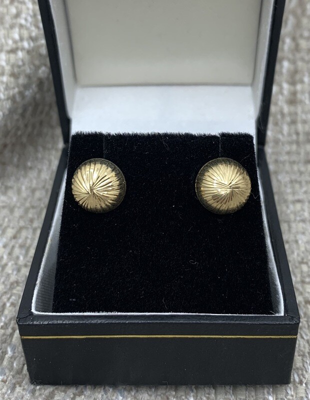 14 KT. Gold Earrings 9mm Half Dome Starburst