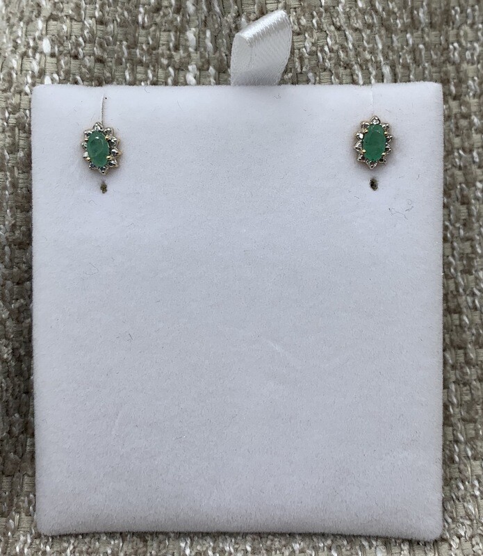 Emerald Earrings Oval Shape set in 10 Kt. Yellow Gold