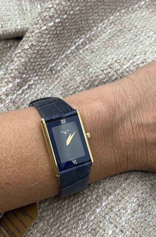 Ladies Robert Cox Navy And Stainless With Leather Band Watch
