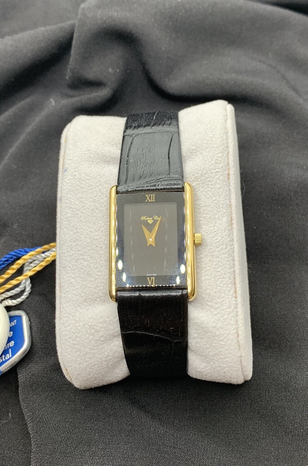 Ladies Robert Cox Black With Goldtone Case And Black Leather Band Watch