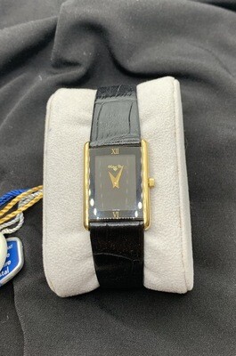 Ladies Robert Cox Black With Goldtone Case And Black Leather Band Watch